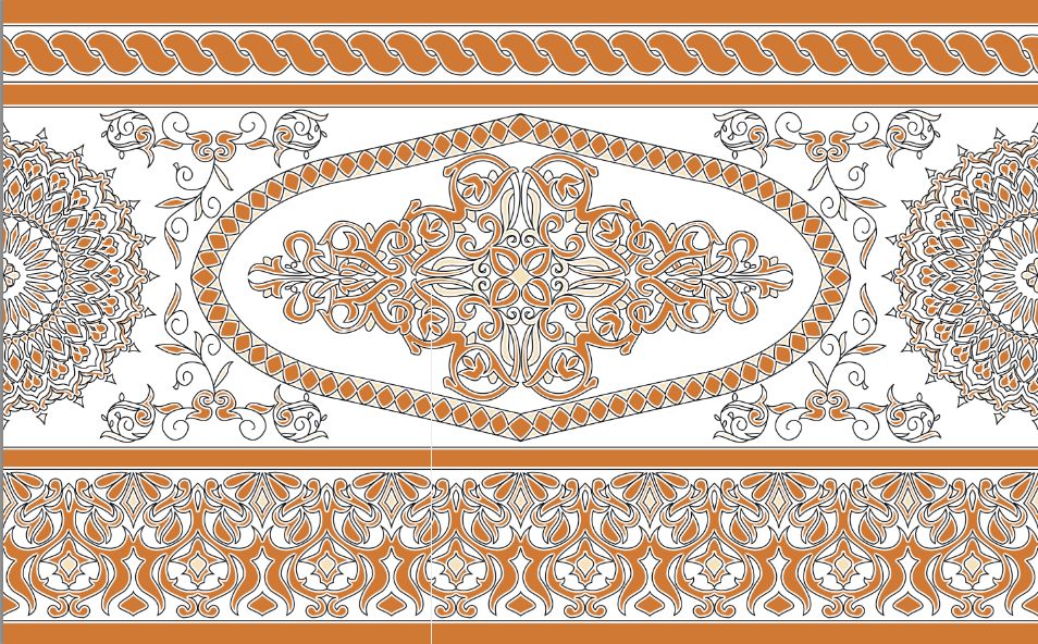 Frise murale Facemag réf. D1001P — 25x40 cm décor arabesque orange