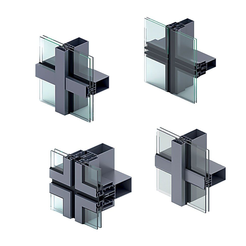 Système mur-rideau aluminium Comfort Line 800 — meneau 52 mm